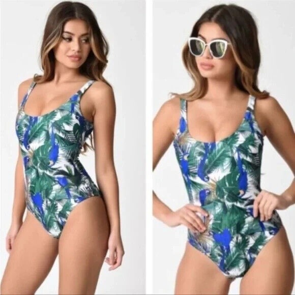 Unique Vintage Swim Parrot One-Piece Swimsuit Women's Size Small NEW - Picture 1 of 6